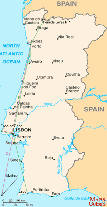 葡萄牙 - 地图