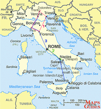 意大利 - 地图