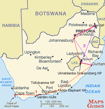 La république sud-africaine - carte