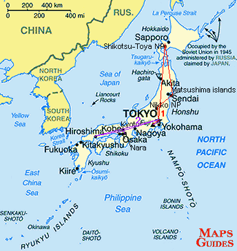 Japonsko - mapa