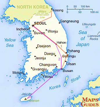Jižní Korea - mapa